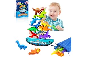 Tangdudu Byggklossar i trä och dinosaurieleksaker för pojkar, Montessori som staplar pedagogiska leksaker för 1-3 år, gåvor f
