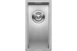Small Kitchen Sink Mizzo Quadro 18-40 | 1.2mm Stainless Steel Single Bowl with Satin Finish | Straight Corners Zero Radius Basin | 30cm Cabinet | Undermount Flushmount or Topmount Installation