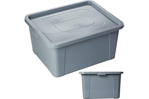 EDANTI Pojemnik Pudło Plastikowe Pojemniki Z Pokrywą MultiBox (20 L Szary)