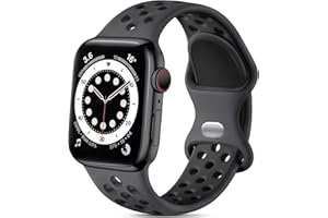 Epova Sport Armband Kompatibel mit Apple Watch Armband 42mm 44mm 45mm 46mm 49mm, Atmungsaktives Weiches Silikon Armband Kompatibel mit iWatch SE 3 Series 11 10 9 8 7 6 5 4 3 2 1 Ultra, Kohle/Schwarz