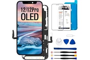 Dinow For iPhone 12/12 Pro Display OLED 6.1 Inch for iPhone 12/12 Pro Display Repair Kit, for iPhone 12/12 Pro Screen with Repair Tool Kits, Waterproof Tape, Screen Protoctor