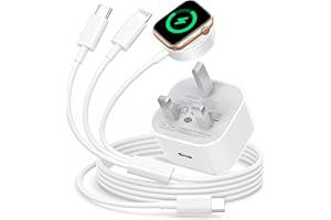 BAMKEY 3 in 1 Fast Charger for Apple Watch and iPhone, iWatch Charger Cable 2M and USB C Fast Charger Plugwith 20W Fast Wall Charger for iWatch Series 10/9/8/7/6/SE/Ultra, iPhone 16 15 14 13 12 11 Pro Max
