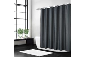 LINTIMES Flachs Leinen wie 240GSM Schwerer Stall Duschvorhang für Badezimmer mit Haken Hotel Luxus Stoff Waschbar,Dunkelgrau,120x200 cm