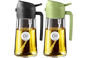 YARRAMATE Spruzzino Olio per Friggitrice Aria 2 in 1 da 2, 470 ml Dosatore Bottiglia e Oliera Spray da Cucina, Accessori Nebulizzatore per Alimenti e Spruzzatore (Nero e Verde)