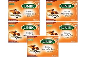 Unik Masala Tea Sweet 220g (Pack of 5) - Instant Pre-Mix Powder - Sweetened Version