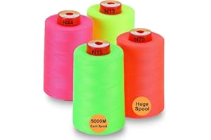 New brothread - 28 Optionen - 4 Große Konen 5000M Allzweck Polyester Nähgarn 40S/2 (Tex27) zum Nähen, Quilten, Patchwork, Serger und Overlock - Neon Colours