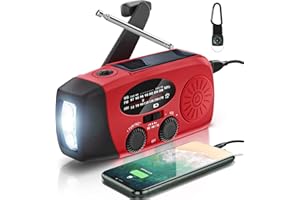 AOKBON Radio Solaire Przenośne Radio Awaryjne z Funkcją Pogodową 2000mAh Radio z Korbką z AM/FM/NOAA Dynamo Radiowy, ładowarką do telefonu, latarką LED, alarmem SOS i kablem USB do wędrówek i kempingu