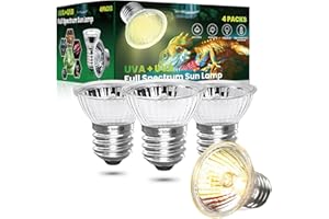 CucuGo 50W E27 Lampe tortue terrestre UVA UVB Chauffante Dimmable ampoule terrarium blanc chaud 2700K lampe tortue UVA UVB ampoule solaire à spectre complet pour Reptiles et Amphibiens Serpent (4Pcs)