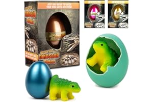 NAVOYS 2 PACK HATCHING DINO EGGS - Grows & Hatches in Water, 24hrs Hatchable, Surprise Eggs, Educational Play Set, 5 Assorted Dinosaurs, Ankylosaurus, Triceratops, Stegosaurus, Brachiosaurus, Spinosaurus