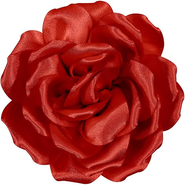 4 Spille Grandi A Fiore Di Camelia In Satin Di Seta, Rosso Vino 14 Cm, Per Vestiti, Cappelli E Capelli