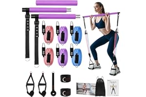 Fokky Elastici Fitness,5 Livelli di Bande Elastico Palestra Elastiche Fitness Set Fasce di Resistenza Con Maniglie,Cinturino Alla Caviglia,Ideale per Yoga,Pilates,Costruzione Muscolare