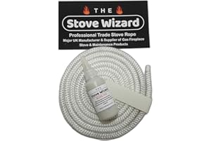 The Stove Wizard White Stove Rope Kit 10mm x 2.5m with Large 50ml Adhesive for Wood Burning Stoves