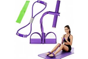 Guyode Fitness Figur Elastisk Pedalrep 8 Dragare Och Pannband Fitness Crunches Pull Rope 6 Rör Sit Up Pull Rope Pedal Motstån