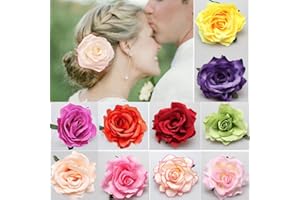 BYOU Fiori per Capelli, Clip di Fiori 10 pezzi Multicolore Rosa Fiore Forcina Fermagli per Capelli per Donne Ragazze Festa Spiaggia Nozze