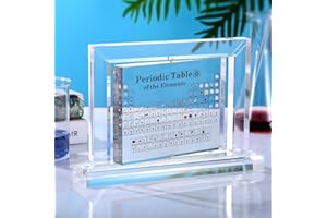Healand Periodic Table with Real Elements, 360° Rotating Display Acrylic Periodic Table Real Elements Periodic Table with Frame Small Periodic Table Gifts for Teachers Children