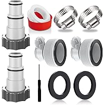 Kit 2 Adattatori Per Tubi Piscina Intex, Filettati, 32-38 Mm, Con Guarnizioni E Cacciavite, Compatibili Pompe 1500-4000 GPH