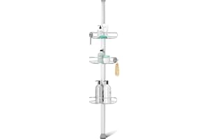 simplehuman Étagère de douche de 2,4 m, acier inoxydable et aluminium anodisé