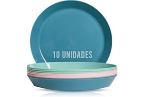 Mypicompany. Assiette Plastique Reutilisable (10 unités). Vaisselle Camping. Assiette Plastique Rigide. Assiette Enfant et Anniversaires. Lot assiette Sans BPA Passe au Lave-Vaisselle.