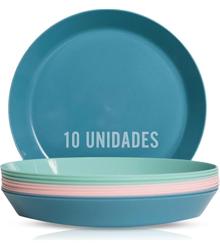 Lot De 10 Assiettes En Plastique Réutilisables - 20 Cm, Incassables, Micro-ondes Et Lave-vaisselle - Sans BPA, Pour Camping, Fêtes, Quotidien
