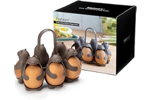 PELEG DESIGN Egguins – 3-in-1 Cuoci Uova, Porta Uova e Dispenser – Porta Uova da Frigo a Forma di Pinguino per 6 Uova Sode o Alla Coque (Eggbears)