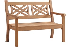 Winawood Maison and Garden Speyside Polymer Wood Effect Zero Maintenance Recyclable and Fully Weatherproof 2 Seater Bench (121.6 x 60.4 x 93.5cm) – New Teak