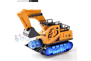 LTFIOON Giocattolo Escavatore Automatico con Funzione di Lancio Palline, Luci, Musica e Movimento Realistico del Braccio - Escavatore Giocattolo Camminata Automatica - Regalo per Bambini 3-8 Anni