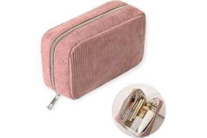 CROMPI Trousse Maquillage Grande Capacité pour Femme, Homme, Fille, Garçon, en Velours avec Compartiments. Trousse Scolaire, De Toilette, Rangement pour Makeup, Accessoires Bebe Ou Voyage (Rose)