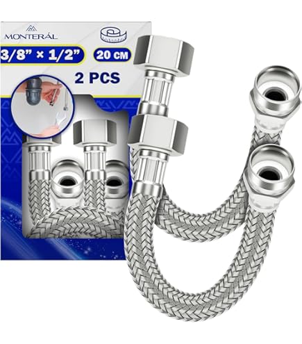 2 Pièces Flexible Eau 20 Cm Femelle 3/8" X Male 1/2" DN8 DE13