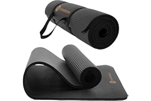 ‎TASHIDROLMA TASHIDROLMA Yoga Matte Dicker, NBR Yogamatte Rutschfest Mit Tragegurt, Für Gymnastikmatte, Fitnessmatte, Sportmatte, Trainingsmatte, Dicke 1cm (183x61cm)