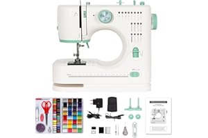 Todeco Machine à Coudre Électrique, Machine à Coudre Débutant avec 16 programmes de couture, Double aiguille et double fil, avec Kit Couture et pédales, pour Débutants Parents et Enfant (Vert)