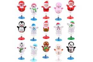 VERGISSMEINNICHT 15 Pcs Christmas Jump Up Toys Walking Clockwork Toys Santa Snowman Penguin Wind Up Toy for Party Bag Xmas Novelty Spring Jumping Toy for Christmas Party Favors Stocking Stuffers Classroom Prizes