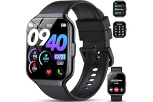 QCOQ Reloj Inteligente Hombre Mujer, Smartwatch 1,96" Bluetooth con 110+ Modos Deportivos, IP68 Impermeable, Pulsómetro, Monitor de Sueño, Podómetro, Pulsera de Actividad para iOS Android, Negro