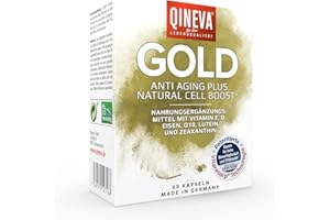 ‎QINEVA QINEVA® GOLD Anti-Aging Plus Natural Cell Boost – Vitalstoffreich für Generation 50+ - Hochwertige Kombination aus Vitamin E, D, Eisen, Q10 & Krillöl - 60 Kapseln