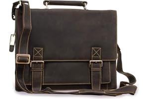 VISCONTI - Grand Sacoche Ordinateur 15.6 Pouces - Sac Bandoulière Homme Cuir - A4 Sac de Travail - Bandoulière Réglable - 16055 HERCULES