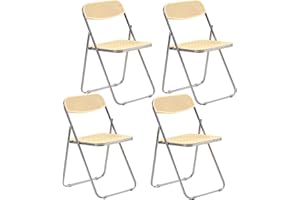 LuxNook Juego de 4 sillas Plegables para Exterior, terraza, jardín, balcón o Patio, Oficina, Camping, Comedor,Material: Metal y plástico, Peso máximo soportado 150kg - Beige