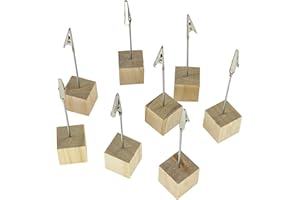 DDHOMIN 16 PCS Alligator Clips with Wooden Base,Crocodile Memo Clip for Craft Photo Card (3cm)