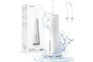 Apiker Idropulsore Dentale Portatile con 2 Ugelli di Ricambio,Irrigatore Dentale 250ML,Idropulsore Dentale Professionale con 4 Modalità IPX7 Impermeabile,Pulizia Denti Idropulsore a viaggio e a casa