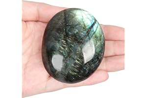 ORIENTREA Labradorit Stein Handschmeichler - 1 Stück Labradorit Kristallstein Nature Edelsteine, Seifenstein, Glatter Heilkristall, Sorgenstein