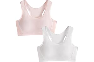 SEAUR Girls Cotton Training Bra Criss Cross Back Teen Sports Bras Rinned Cami Bralette 8-10 Years Old