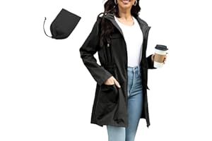 PONCEAU Damen Wasserdicht Regenjacke Atmungsaktiv Windbreaker Softshelljacke Leichte Jacke Atmungsaktive Packbare