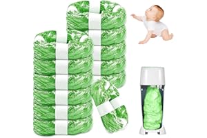12 Pack Nappy Bin Refill, vacvad 4.5m Diaper Bin Pail Disposal Bags, Nappy Bin liners Replacement for Tommee Tippee Angelcare Nappy Bin Refills, Litter Genie, Diaper Genie, Littycat (Green)