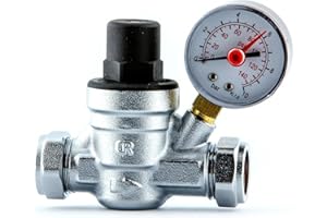 22.5 TEAM CONTROLS Team Controls Water Pressure Reducing Valve 15mm Compression with Gauge RegulatingPressure Regulators TCPRV15