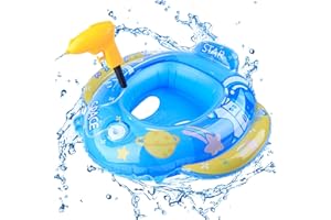 WIRHAUT Baby Swimming Ring, Inflatable Baby Swimming Float with Soft Safety Swim Seat, Leak-proof Baby Pool Float with Bell for Newborn Toddler 6-36 Months