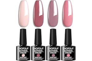 Croitout UV Nagellack Set, Gel Nagellack Shellac Set, Mehrfarbig Ablösbarer Gel Gellack Nagelgel Farben Farbgel Lack, Gel Nail Polish Kit 4 x 7.3ml 4CS-001