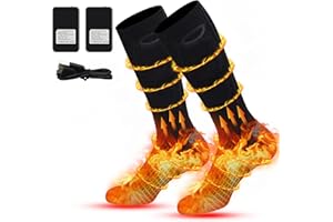 CaiQiXuan Beheizbare Socken Damen Herren Beheizte Socken mit 4000mAh Wiederaufladbare Batterie Heizsocken Warme Socken für Outdoor-Aktivität (Batterieanschluss Erforderlich - Einschaltknopf Drücken)
