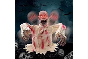 DITAIX Zombie di Halloween Decorazione, Ghost Attivato, Occhi Luminosi e Voce Inquietante Decorazione da Esterno Halloween Gli Zombi Salgono dalla Terra per Decorare Il Giardino di Halloween