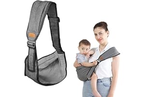 DAKLUNAR Nosidełko dla niemowląt, nosidełko z boku, lekkie nosidełko dla noworodków od urodzenia, wielofunkcyjny pasek do noszenia dla niemowląt od 0 do 36 (szary)