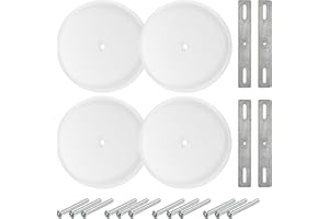 TOLIDA 4pcs 5-inch Ceiling Blank-Up Cover with Center Screw - Flat Round Wall Hole Cover Plate fits 3.25 to 4 Electric Box, Metal Circle Wallplate to Cover Openings Above Ceilings or Walls, White