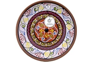 CR CERAMICA RAMBLEÑA CERÁMICA RAMBLEÑA | Plato Decorativo para Colgar en Pared | Decoración de Cerámica | Modelo D20 | 100% Hecho a Mano | Barro Rojo | 28x28x4.5 cm