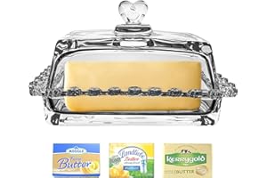 LIBRNTY Burriera in Vetro, Contenitore per Burro da Cucina, Igienica Con Fresh-Contenitore per Torte, 100% Senza BPA - Per 250 g di Burro Fresco